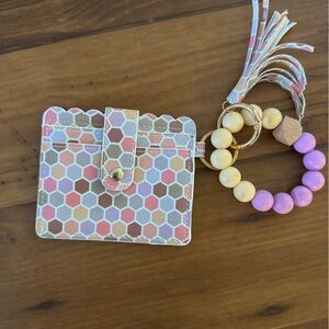 Colorful Hexagon/Honeycomb Pattern Card Holder Keychain